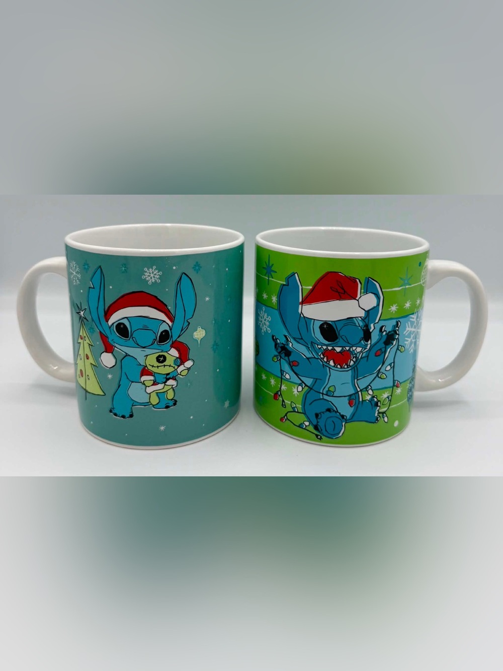Disney Lilo & Stitch Oversized Green Mug Cup 20oz Christmas set